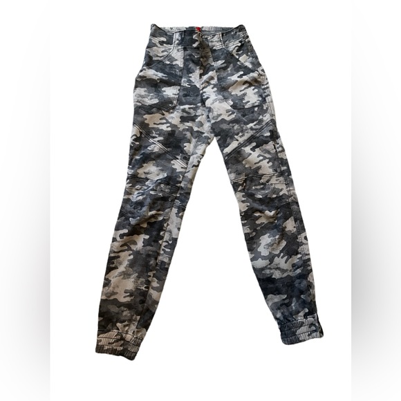 Spanx Black and Gray Camo Jogger zipper Ankle Elastic Waist Band Pants S - Picture 3 of 7